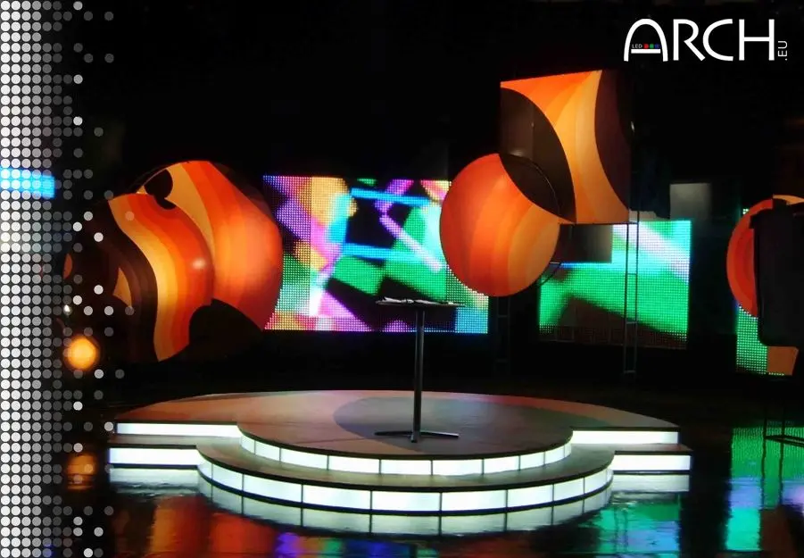 Ecran LED ARCH intérieur installé sur un plateau de télévision en Slovaquie