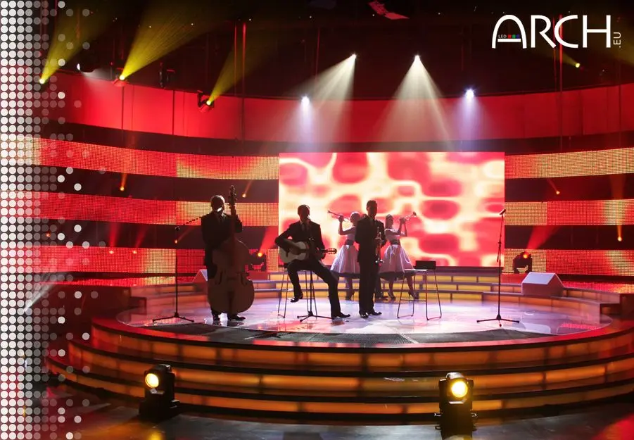 Ecran LED ARCH intérieur installé sur un plateau de télévision en Slovaquie