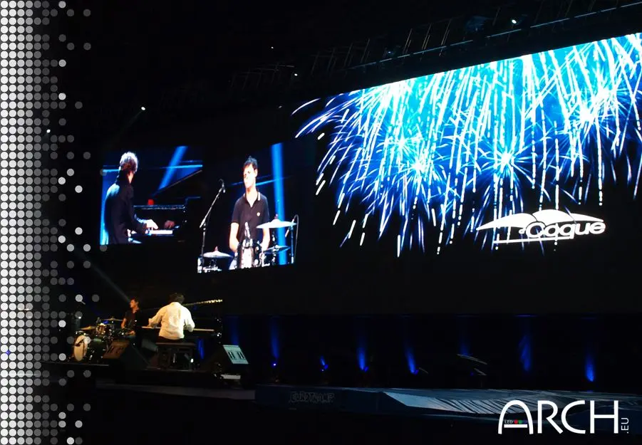 Ecrans LED haute résolutions installés en fixe dans une salle de spectacles et d'évènements sportifs à la Coque Luxembourg