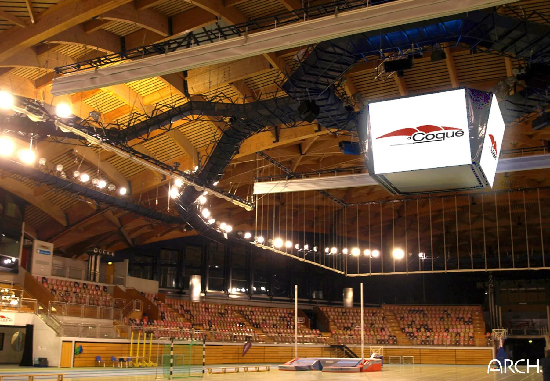 écrans LED haute résolutions installés en fixe dans une salle de spectacles et d'évènements sportifs à la Coque Luxembourg